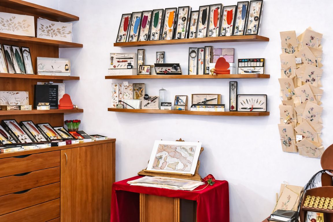 Traditional Amalfi Paper Museum exhibition photographed during guided tour with Italy Amalfi Coast Tours